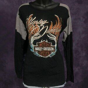 Harley Davidson Rhinestone Raglan